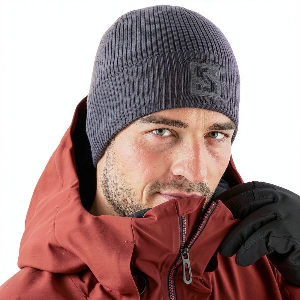 Salomon Beanie Gray Knit Winter Hat for Men Women Boys-3