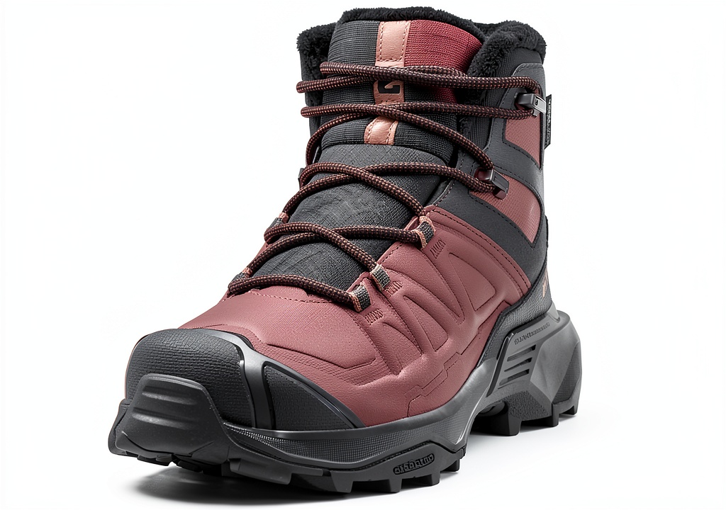 Salomon X Ultra Snowpilot boots on a snowy trail