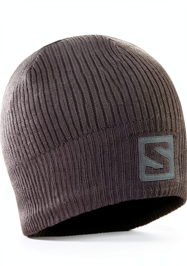 Salomon Beanie Gray Knit Winter Hat for Men Women Boys-0
