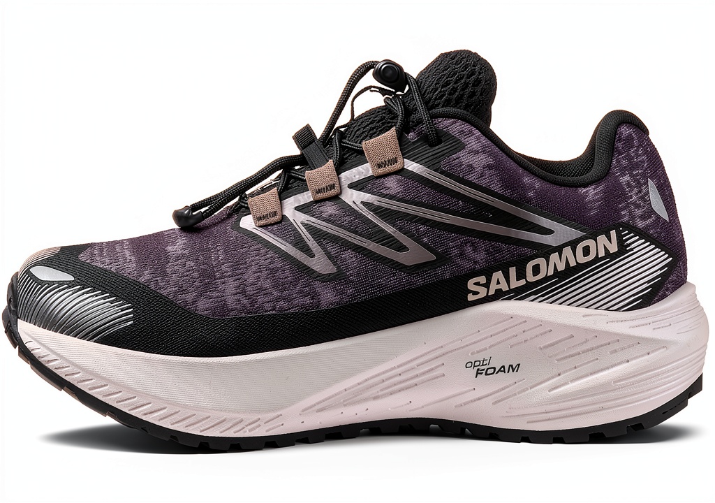 Paloma hiking shoes in Dark Gull Gray color on a rocky trail