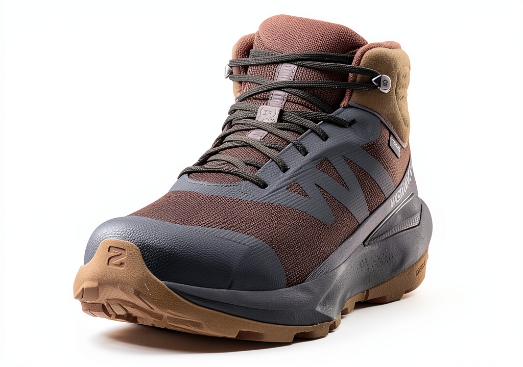 Salomon Elixir Tour hiking shoes on a rocky trail