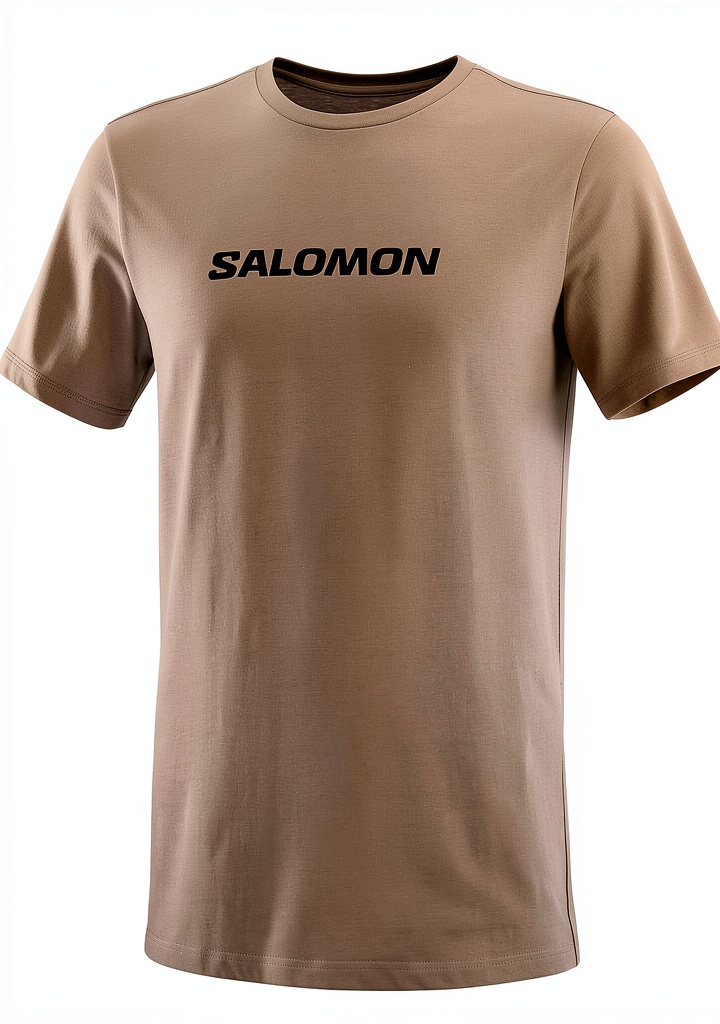 Salomon Hiking T-Shirt in Shitake color on a hiker