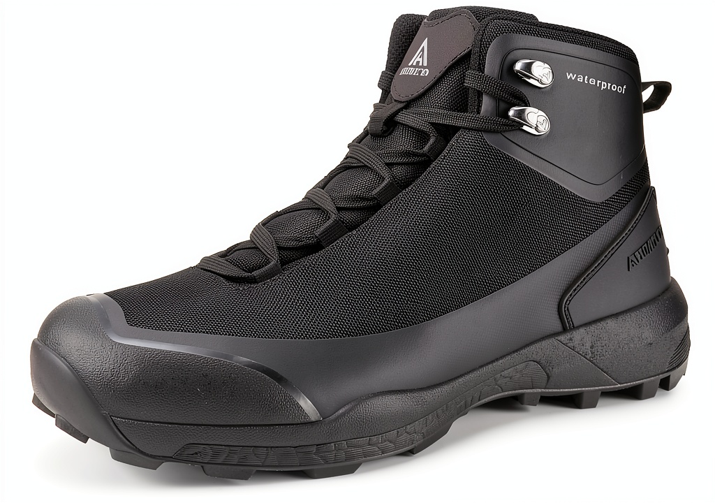 HUMTTO waterproof hiking boots on rocky trail