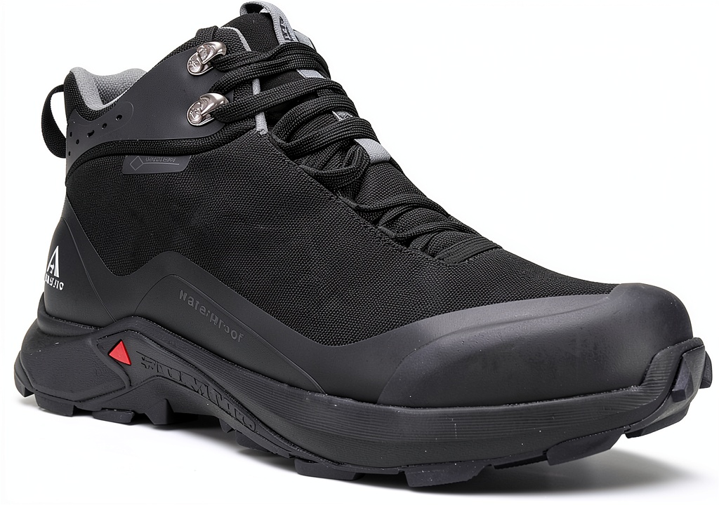 HUMTTO mens waterproof hiking boots on rocky trail