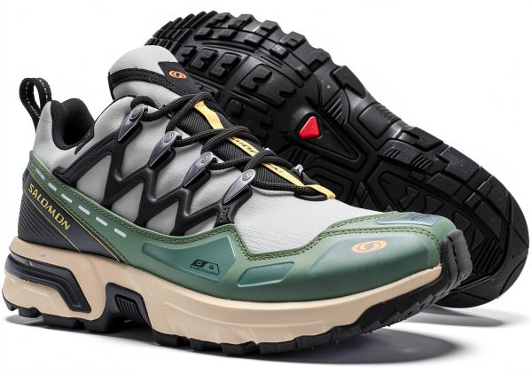 Salomon Running Shoes Mens Synthetic Mesh Cement Green-1
