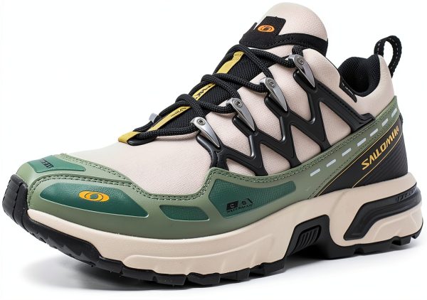 Salomon Running Shoes Mens Synthetic Mesh Cement Green-0