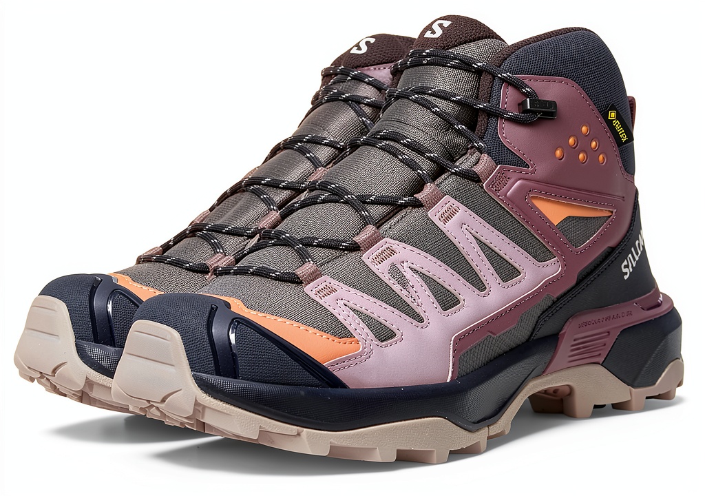 Salomon hiking shoes on a rocky trail