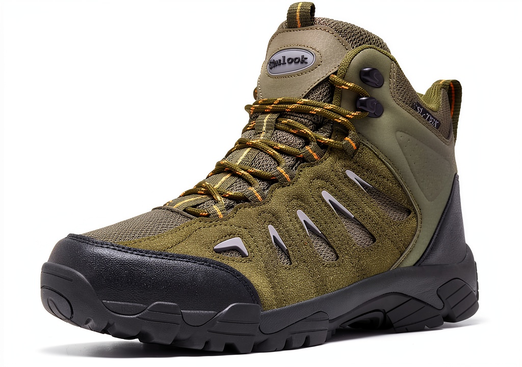 Mens hiking boots made of synthetic suede
