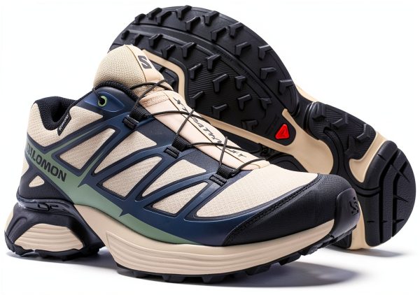 Salomon Trail Running Shoes Cement/Deep Lichen Green/Black Mesh-1