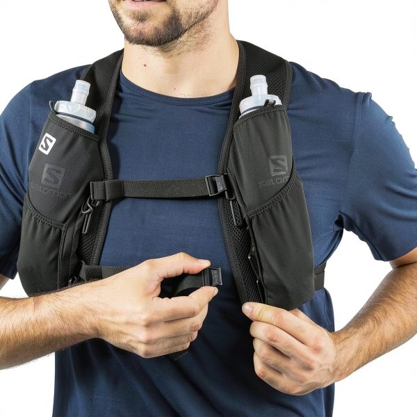 Salomon Hydration Pack Running Vest Black Adjustable Composite Design-9