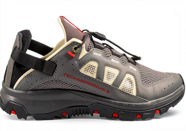 Salomon Women's Techamphibian 5 Sandals Pewter Moth Fiery Red-3