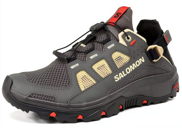 Salomon Women's Techamphibian 5 Sandals Pewter Moth Fiery Red-4